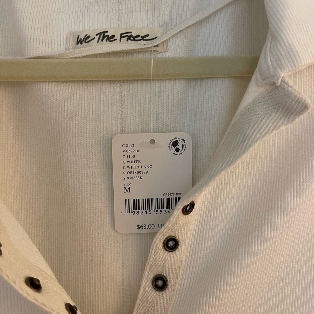 Free People We The Free white snap top - Picture 6 of 6